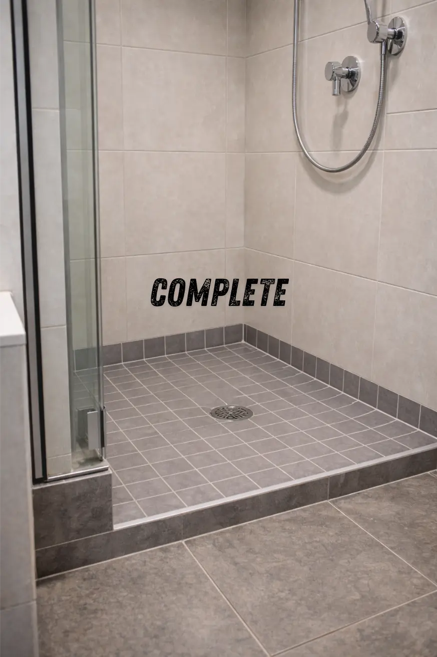 Completed shower waterproofing
